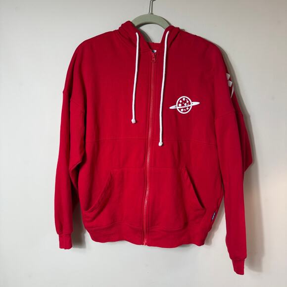Disney Parks Toy Story PIZZA Planet Spirit Jersey Full Zip Hoodie Adults SZ M - Picture 2 of 9